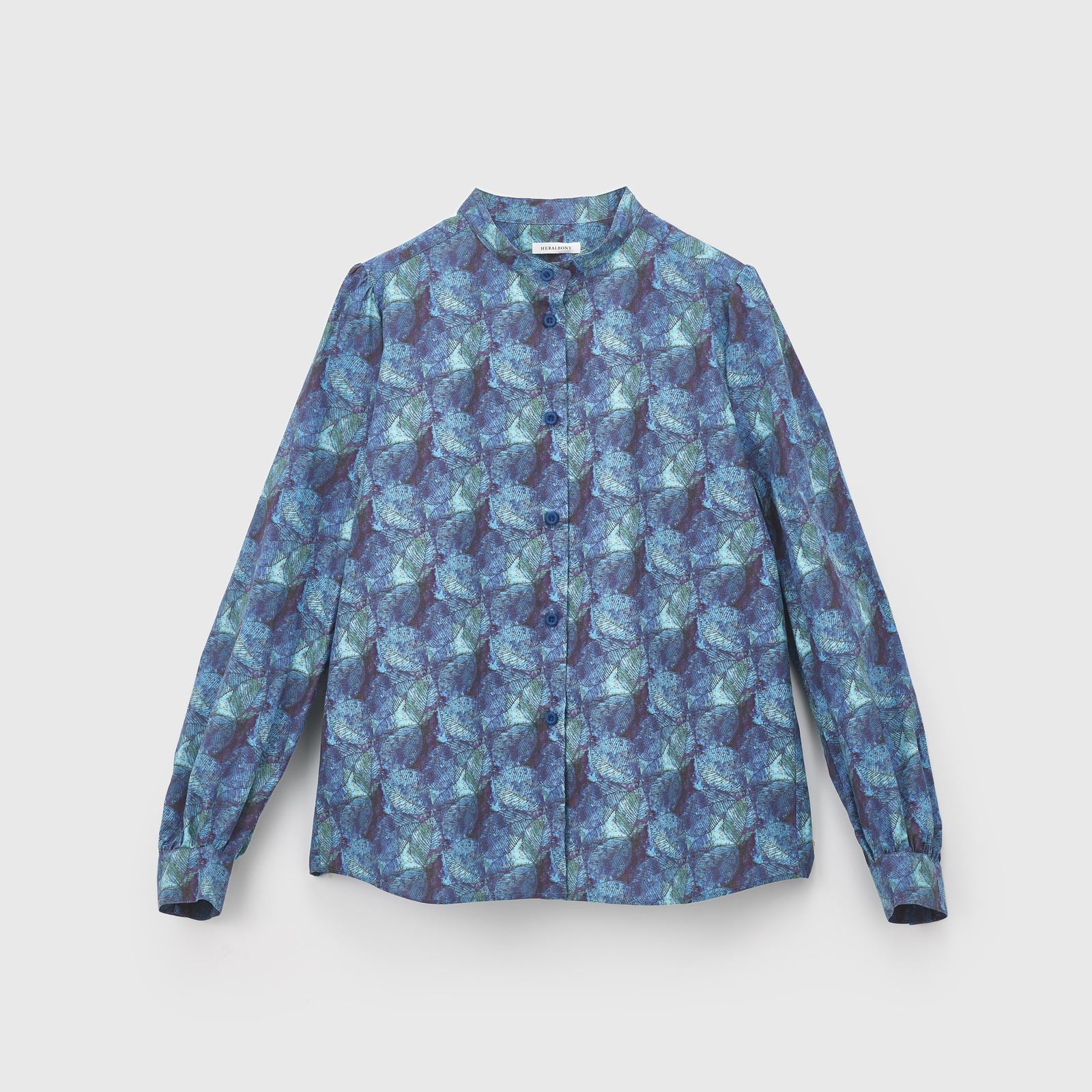 Classic blouse "Leaf (blue)"