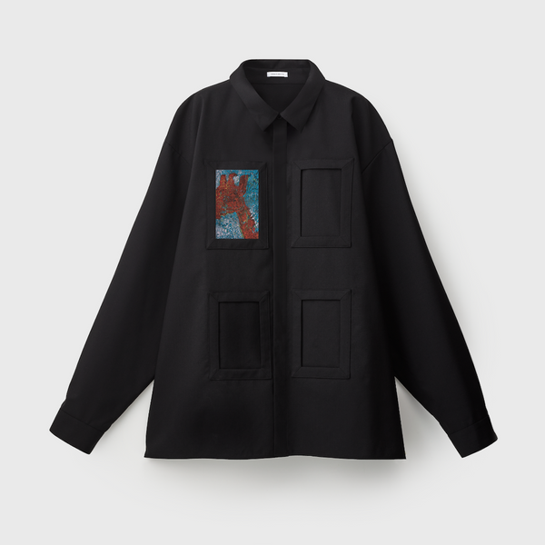 ISAIシャツ（ブラック）/ アートピース1枚付き「キリン2」