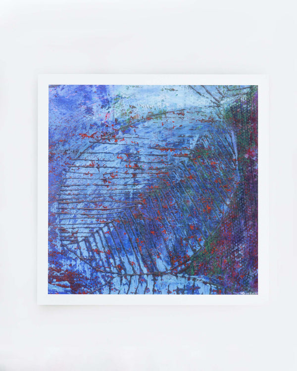 「リーフ（blue）」｜ハンカチ + フレーム セット（500×500mm）