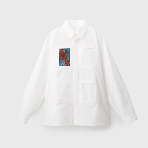 ISAIシャツ（ホワイト）/ アートピース1枚付き「キリン2」