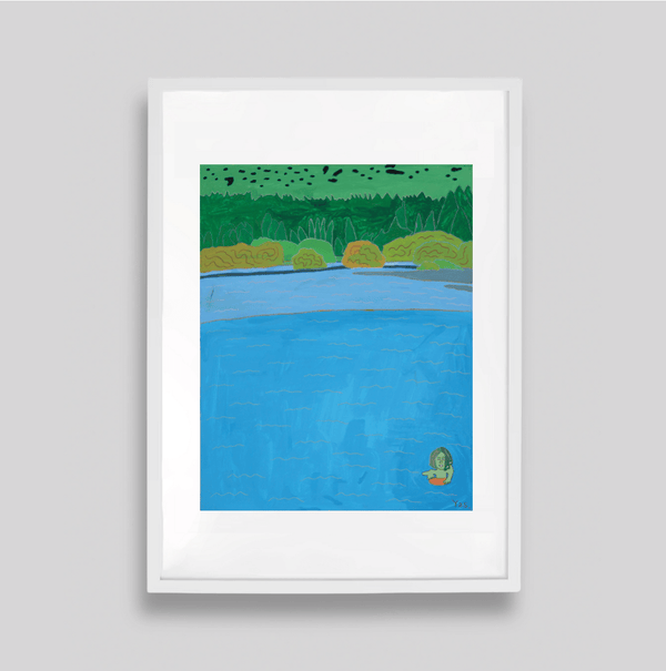￥「ミルキーブルーの湖」原画作品Yasuhiro Kobayashi